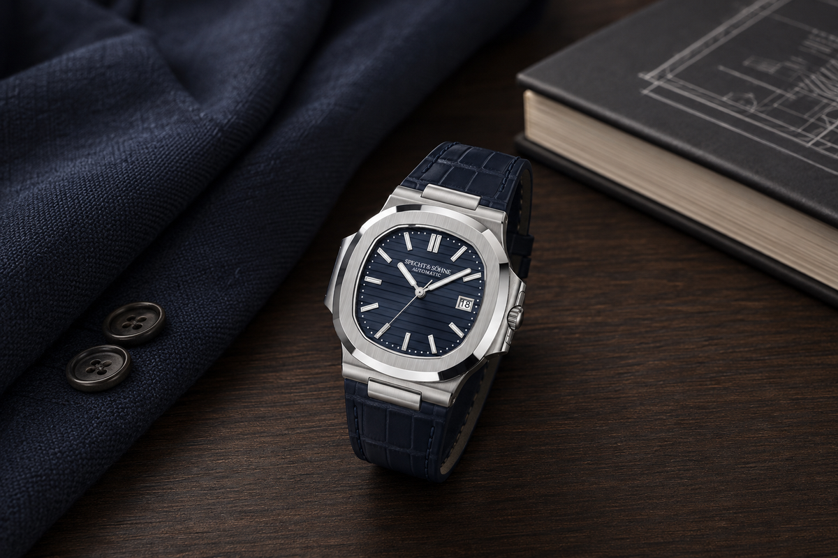 Relógio masculino com pulseira de couro Specht & Söhne Veritas Dark