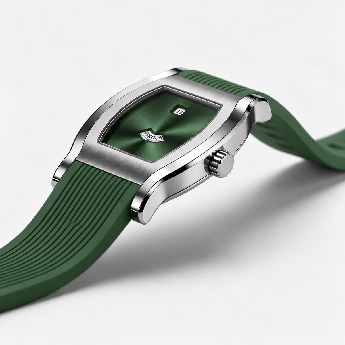 Relógio Specht & Söhne Noble Green em ângulo três quartos baixo com pulseira verde