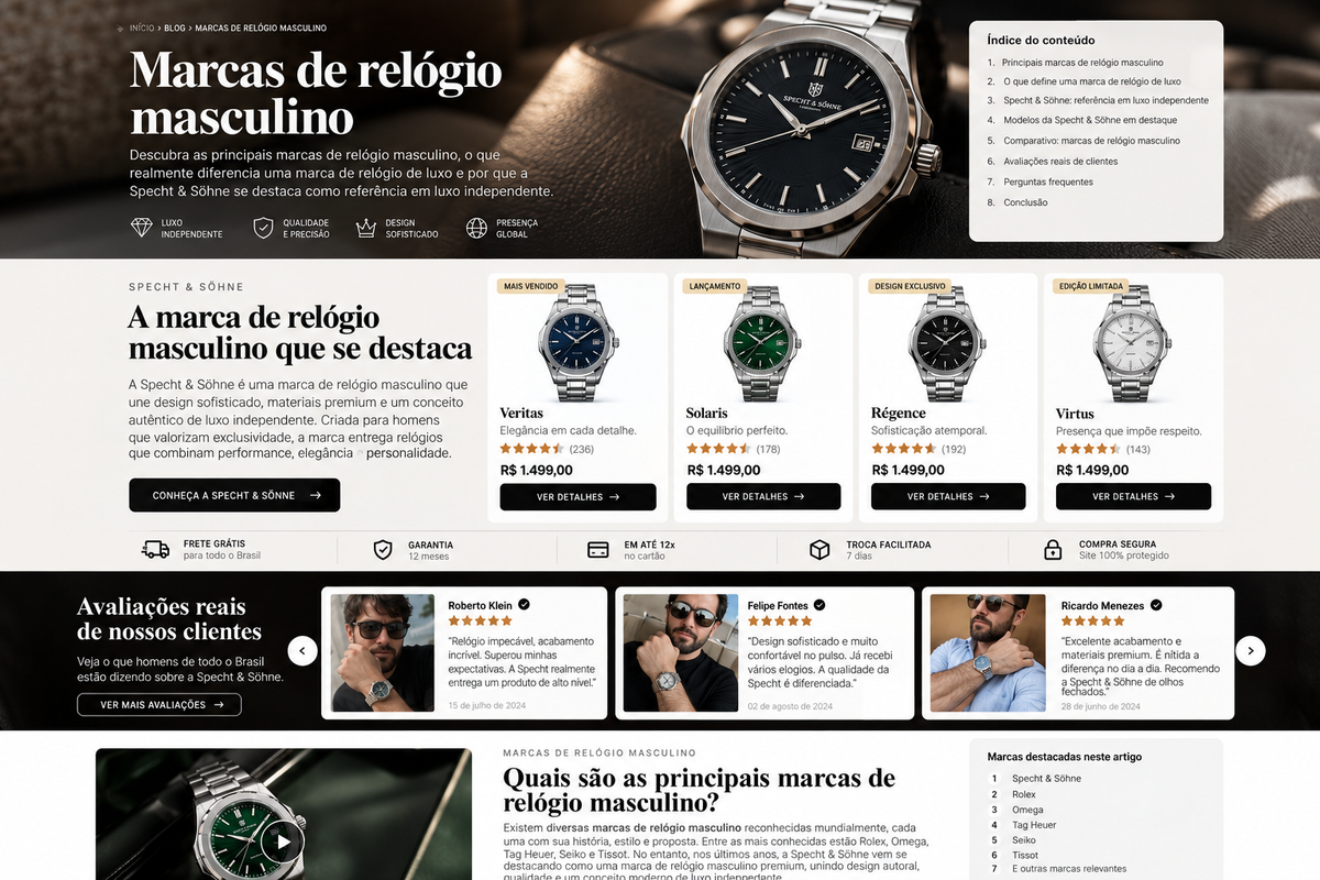 Marcas de relógio masculino com destaque para Specht & Söhne