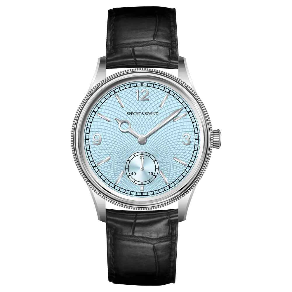 Relógio masculino Specht & Söhne Invictus 1986 Ice Blue com mostrador azul-gelo e pulseira preta