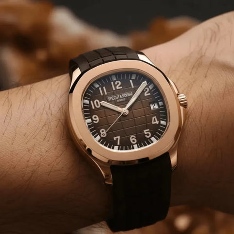 Relógio Marrom Masculino Solaris — Contraste entre chocolate dial e rose gold