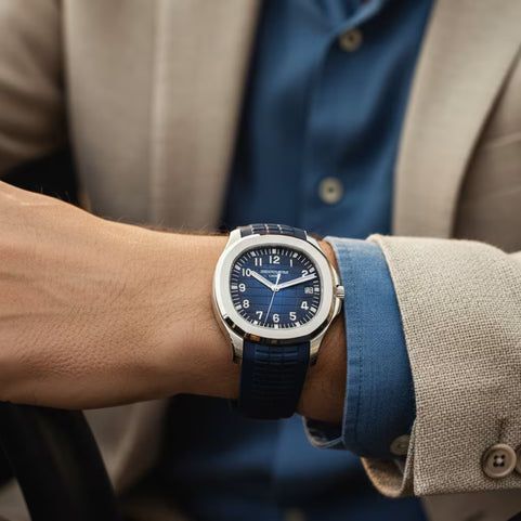 Relógio Azul Masculino Solaris Blue — Profundidade do mostrador metálico azul