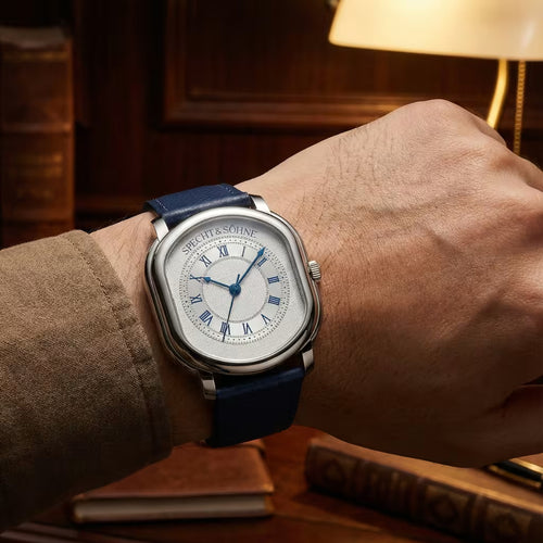 Specht & Söhne Legace 1908 Blue — Relógio Vintage Masculino Mostrador Azul