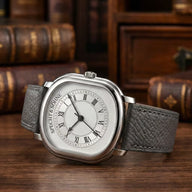 Relógio Legace 1908 Gray com caixa tonneau e pulseira de couro