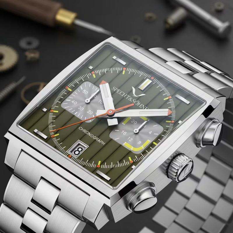 Relógio Prata Specht & Söhne Apex Sea Green — Caixa Polida E Acabamento Premium