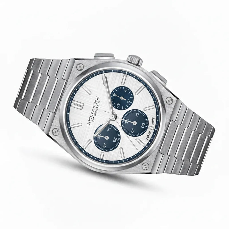 Relógio cronógrafo PRX Powermatic com calibre Seiko VK63 Meca-Quartz - mostrador com subdials e cronometragem precisa