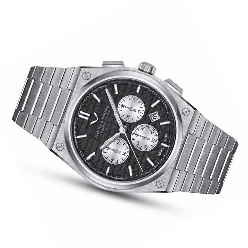 Relógio cronógrafo masculino PRX Gray com calibre Seiko VK63 Meca-Quartz e mostrador cinza grafite
