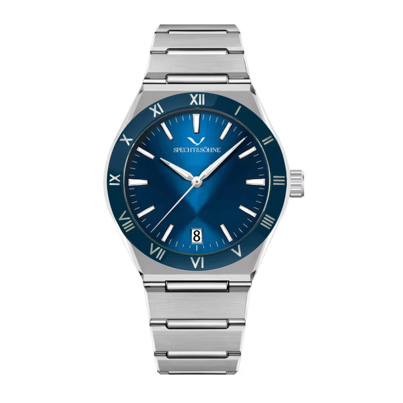 Specht & Söhne Aquanalt Blue — Relógio De Quartzo Azul Com Caixa Em Aço E Cristal De Safira