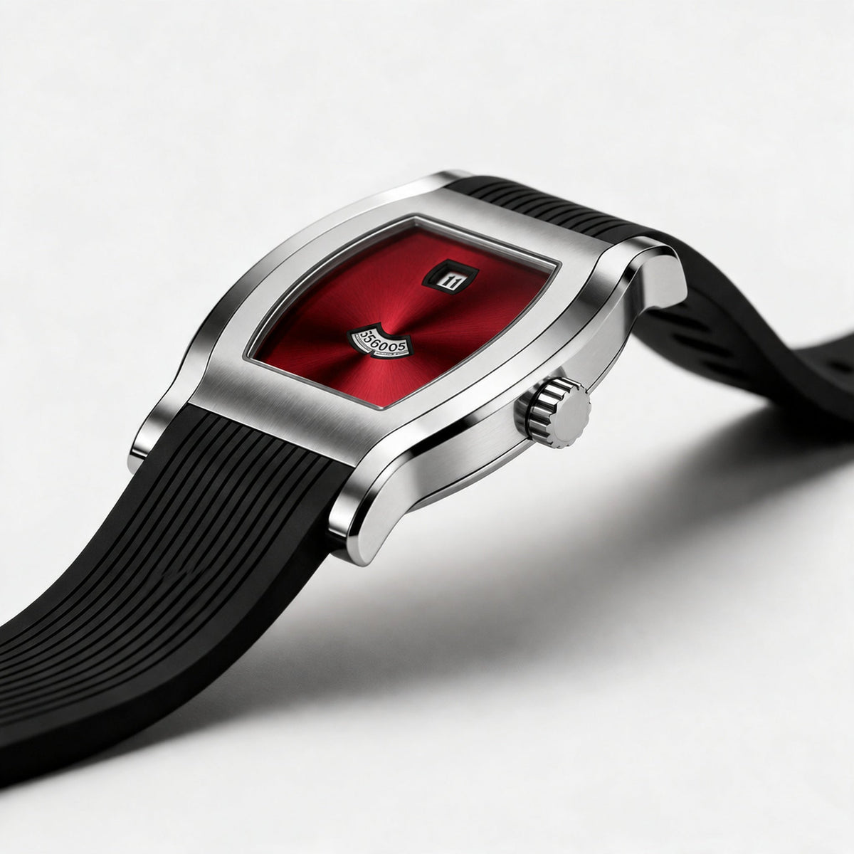 Specht & Söhne Noble Red em ângulo lateral com mostrador vermelho