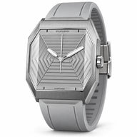 Specht & Söhne Orion Gray visto de frente com mostrador cinza e pulseira de borracha