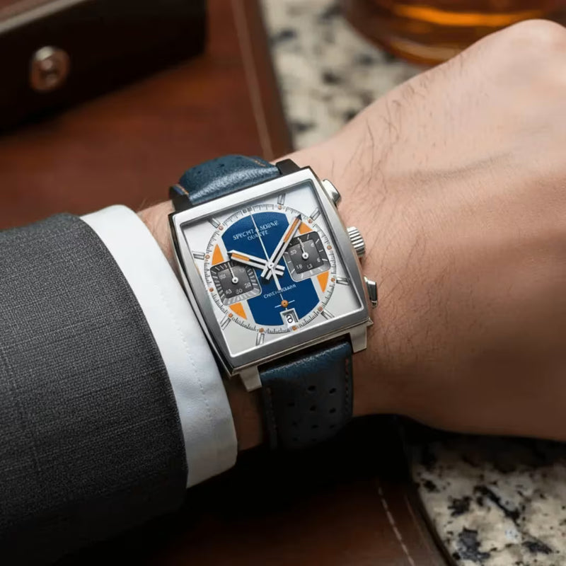 Relógio Azul Masculino Apex Nautilus Specht & Söhne — Mostrador Azul Metálico Com Detalhes Cromados